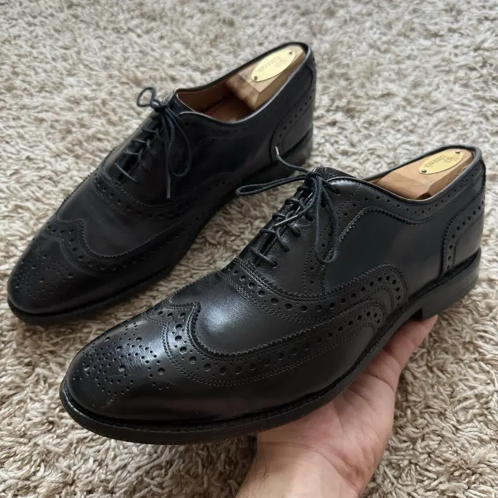 Allen Edmonds McAllister 6205 Men's Black Leather Wingtip Brogue Oxford Size 9 D